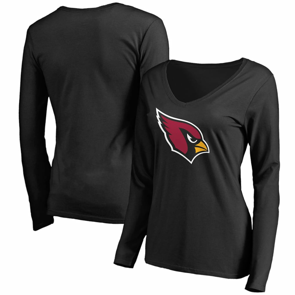 Arizona Cardinals Women's Primary Team Logo V-Neck Long Sleeve T-Shirt Black