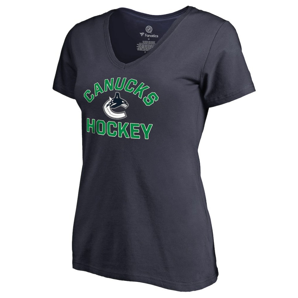NHL Vancouver Canucks Women's Overtime V-Neck T-Shirt - Navy