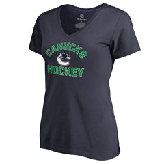 NHL Vancouver Canucks Women's Overtime V-Neck T-Shirt - Navy