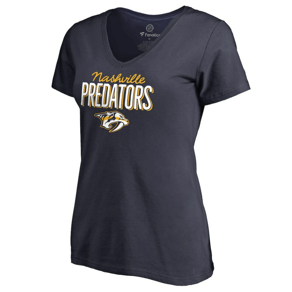 NHL Nashville Predators Women's Nostalgia V-Neck T-Shirt - Navy