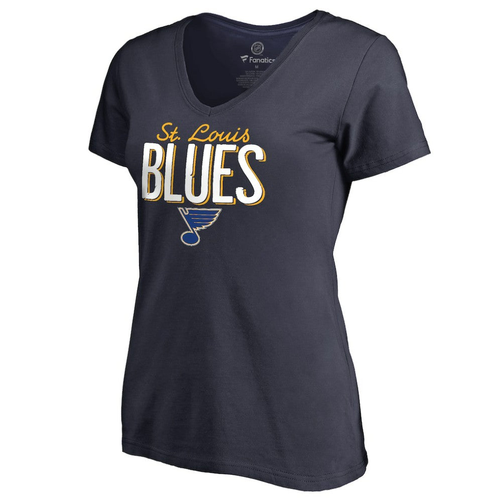 NHL St. Louis Blues Women's Nostalgia V-Neck T-Shirt - Navy
