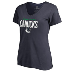 NHL Vancouver Canucks Women's Nostalgia V-Neck T-Shirt - Navy