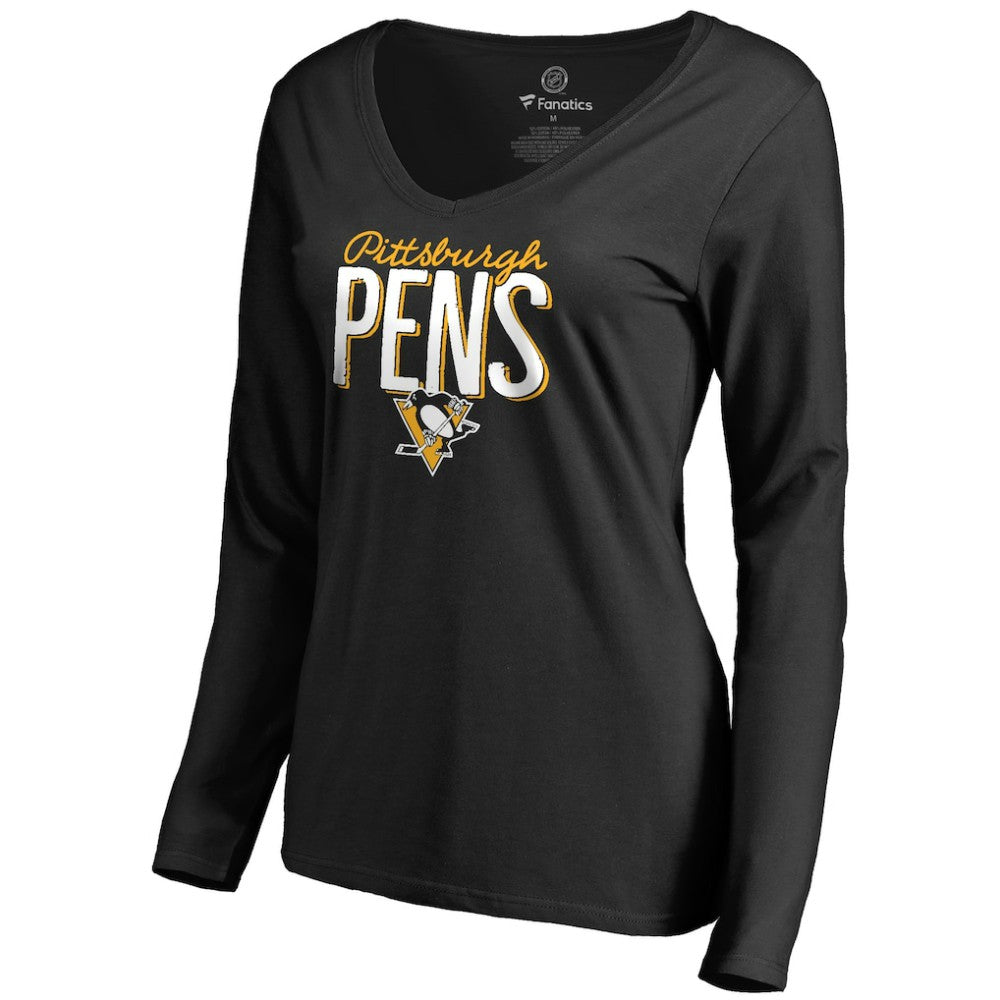NHL Pittsburgh Penguins Women's Nostalgia Long Sleeve T-Shirt - Black