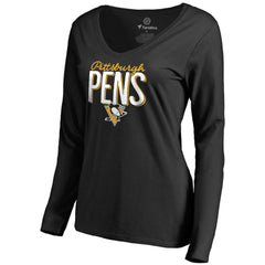 NHL Pittsburgh Penguins Women's Nostalgia Long Sleeve T-Shirt - Black