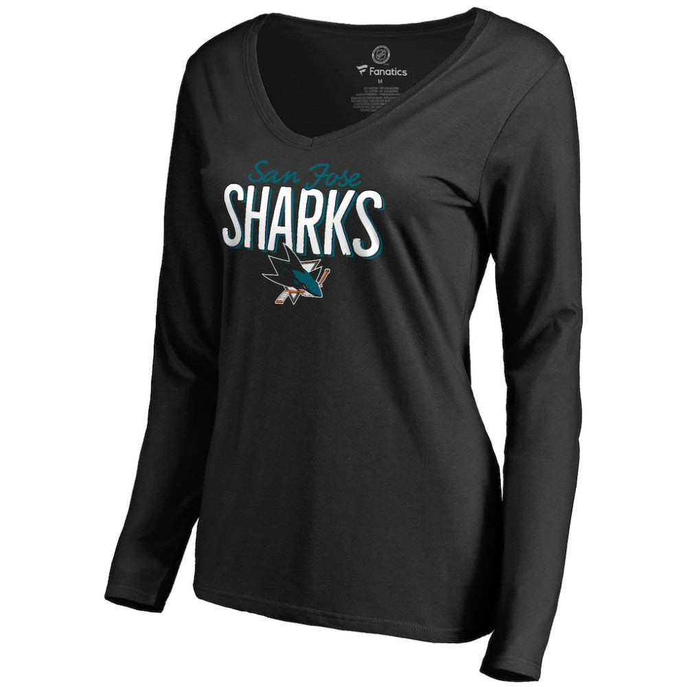 NHL San Jose Sharks Women's Nostalgia Long Sleeve T-Shirt - Black