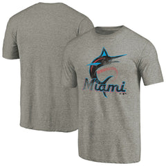 Miami Marlins Distressed Team Tri-Blend T-Shirt - Ash T-shirts