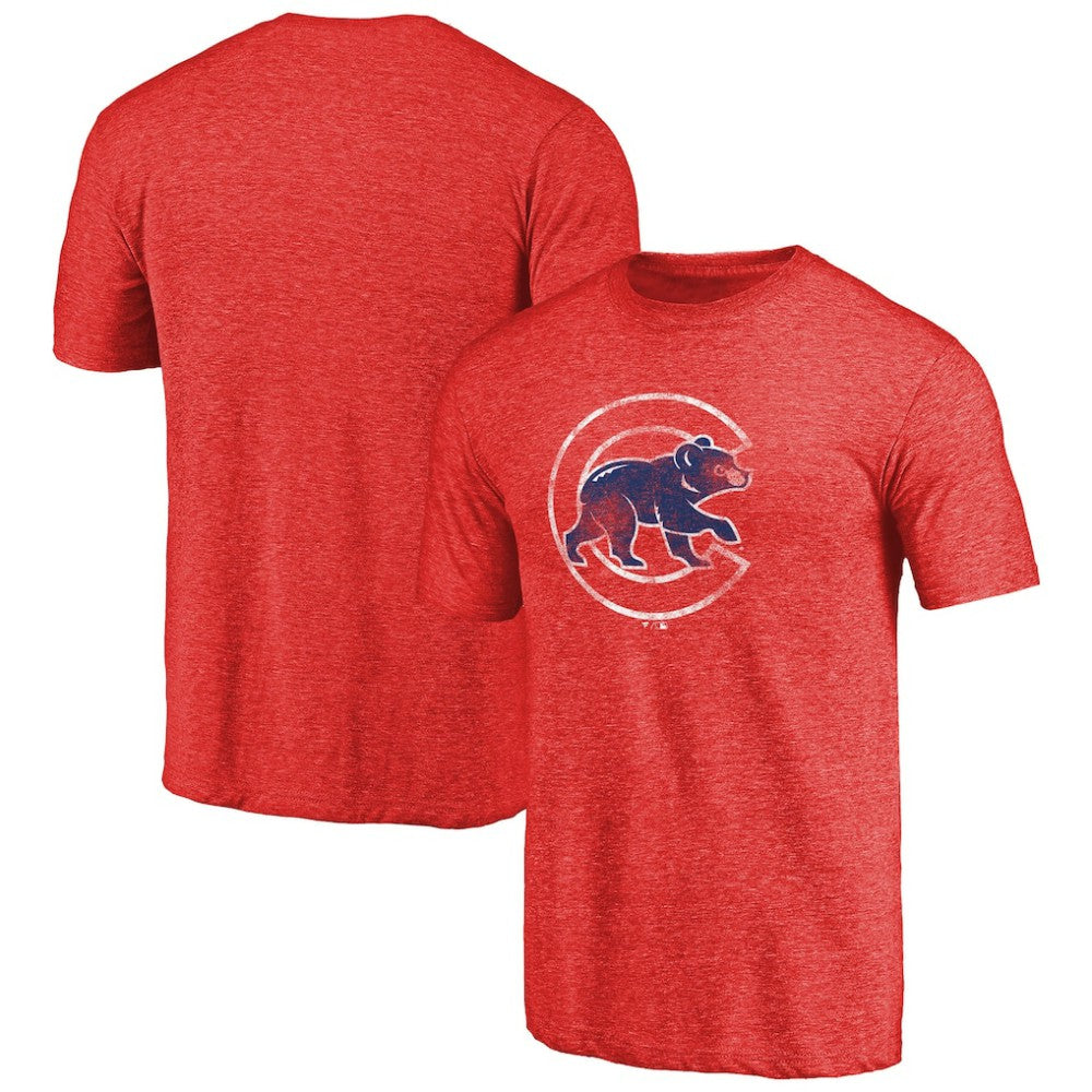 Chicago Cubs Distressed Team 2 Tri-Blend T-Shirt - Red T-shirts