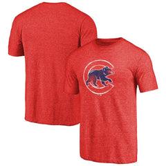 Chicago Cubs Distressed Team 2 Tri-Blend T-Shirt - Red T-shirts