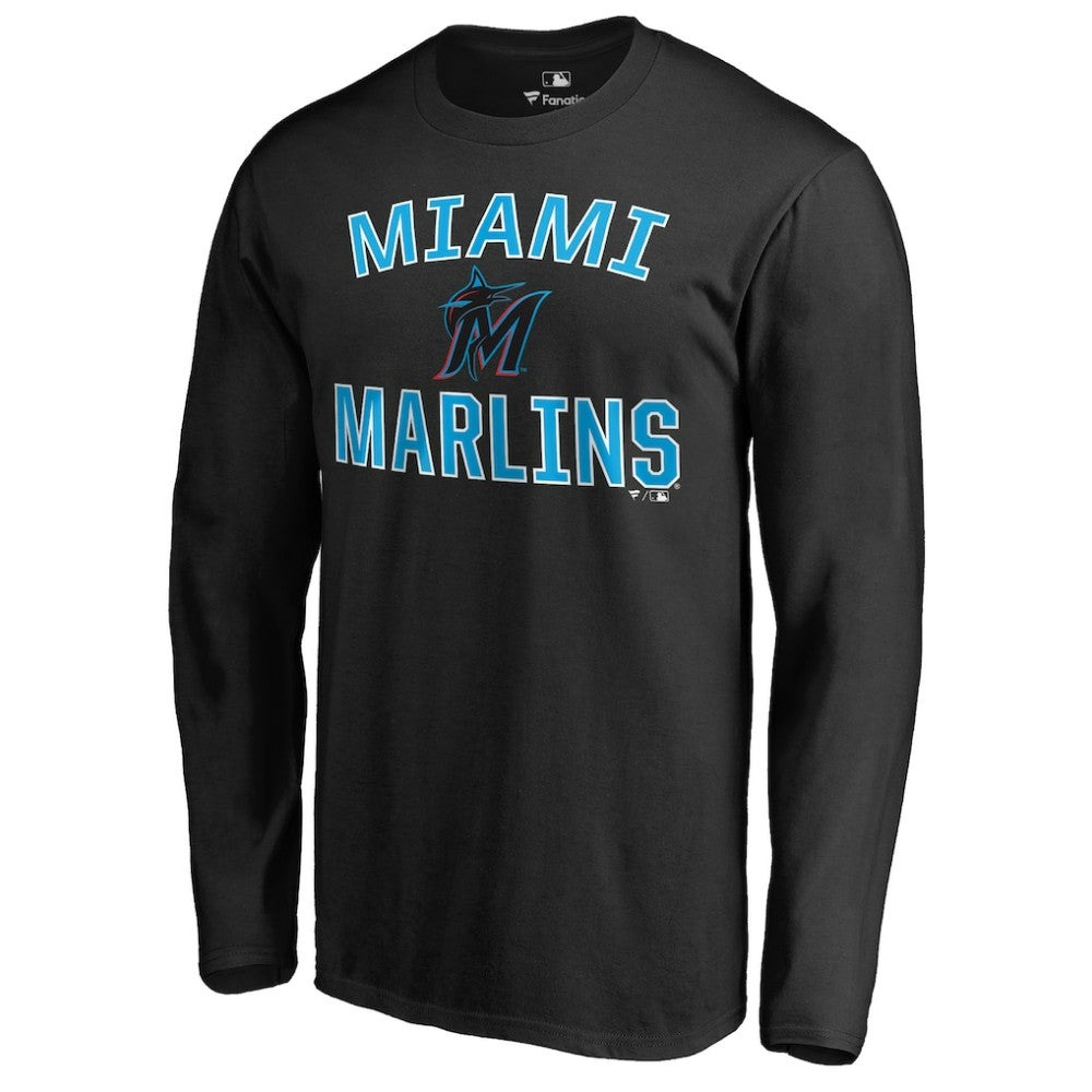 Miami Marlins Victory Arch Long Sleeve T-Shirt - Black T-shirts