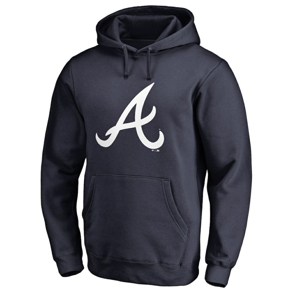 Atlanta Braves Official Logo Fitted Pullover Hoodie - Navy Hoodies