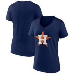 Houston Astros Women's Team Color Primary Logo V-Neck T-Shirt - Navy T-shirts