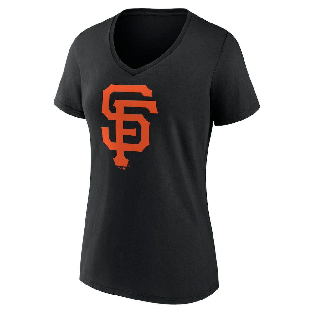 San Francisco Giants Women's Team Color Primary Logo V-Neck T-Shirt - Black T-shirts