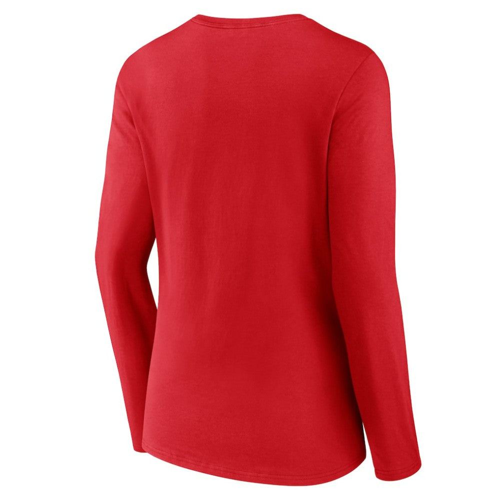 Philadelphia Phillies Women's Team Color Primary Logo V-Neck Long Sleeve T-Shirt - Red T-shirts