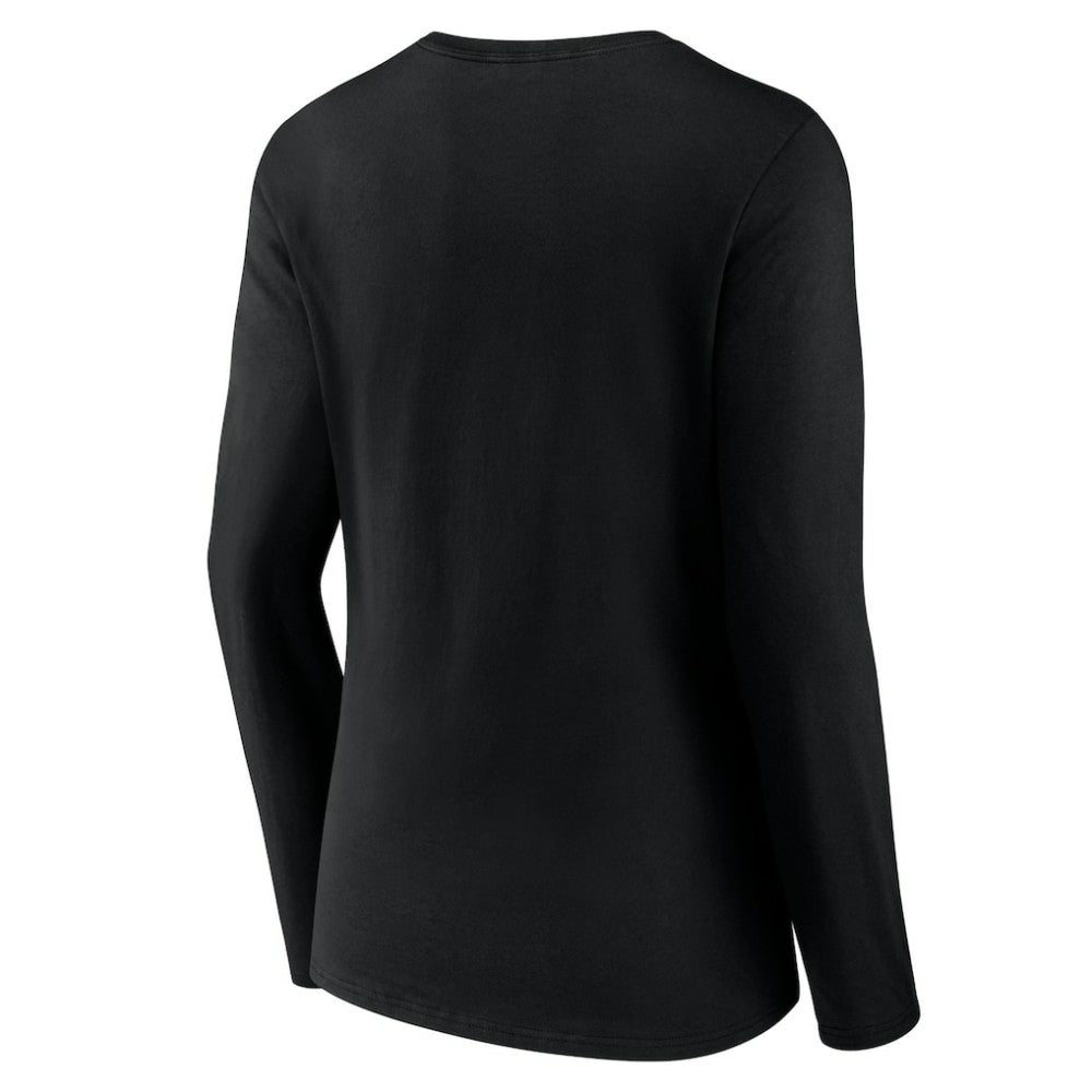 Pittsburgh Pirates Women's Team Color Primary Logo V-Neck Long Sleeve T-Shirt - Black T-shirts