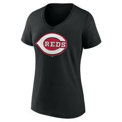 Cincinnati Reds Women's Secondary Color Primary Logo T-Shirt - Black T-shirts