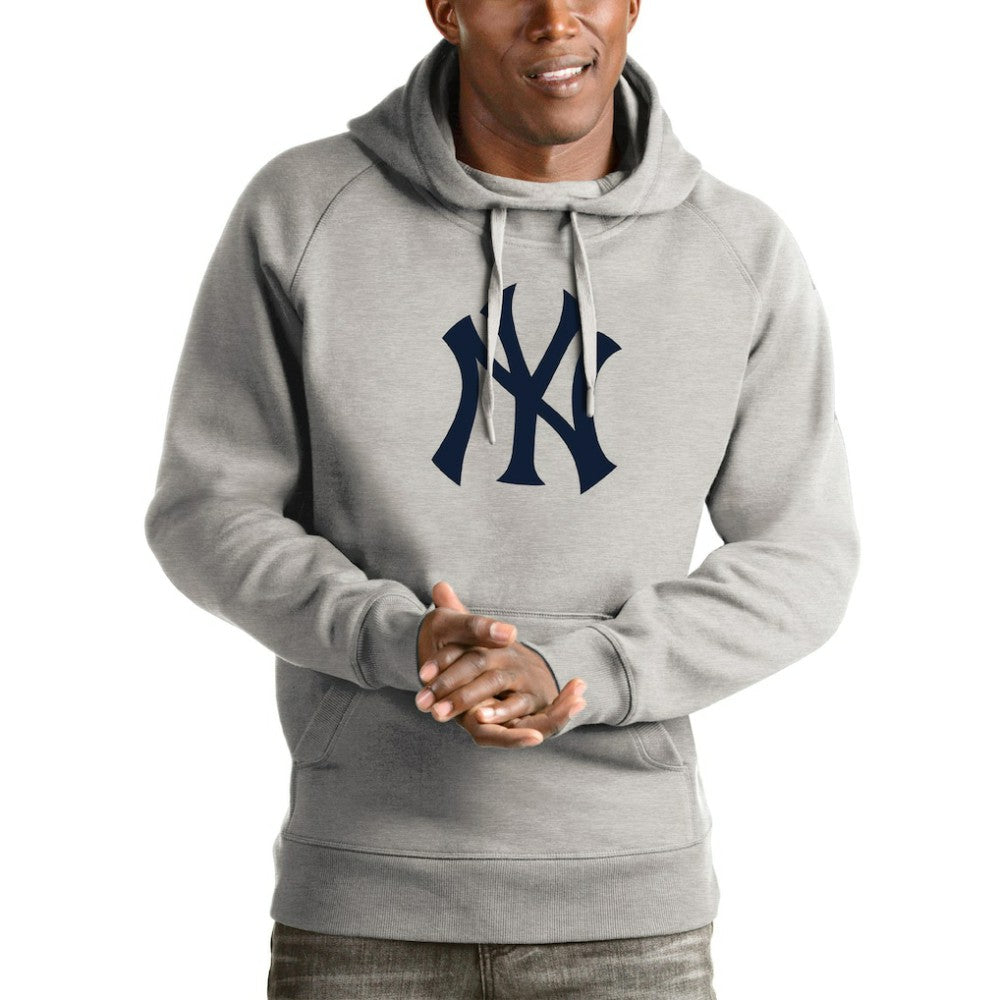 New York Yankees Antigua Victory Pullover Hoodie - Heathered Gray Hoodies