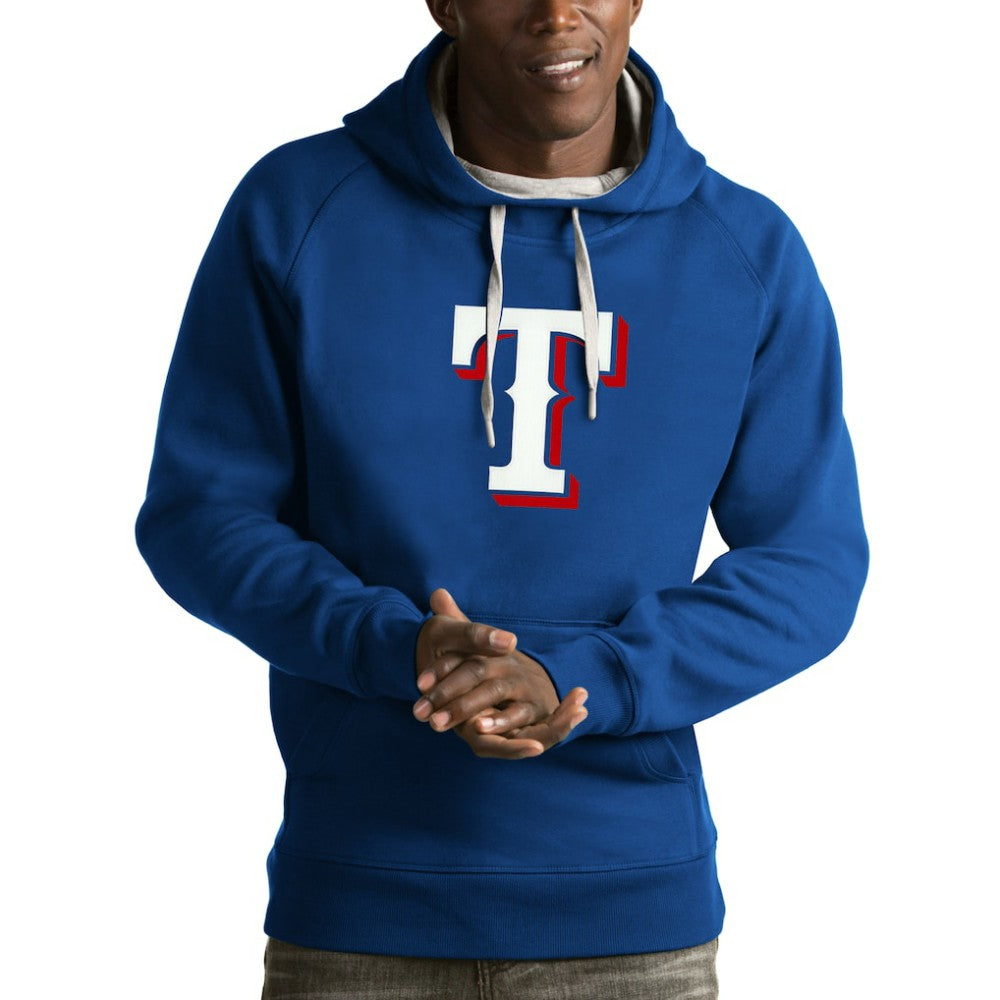 Texas Rangers Antigua Victory Pullover Hoodie - Royal Hoodies