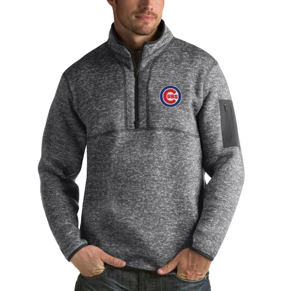 Chicago Cubs Antigua Fortune Half-Zip Sweater - Heathered Charcoal