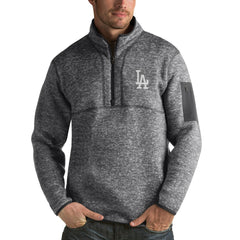 Los Angeles Dodgers Antigua Fortune Half-Zip Sweater - Heathered Charcoal
