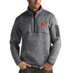 Boston Red Sox Antigua Fortune Half-Zip Sweater - Heathered Charcoal