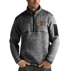 San Francisco Giants Antigua Fortune Half-Zip Sweater - Heathered Black