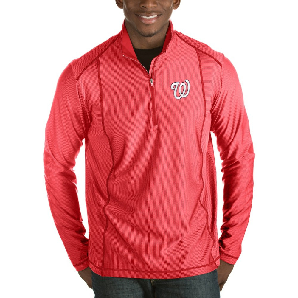 Washington Nationals Antigua Tempo Half-Zip Pullover Jacket - Heathered Red Jackets
