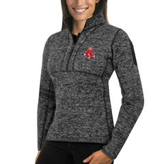 Boston Red Sox Antigua Women's Fortune Half-Zip Pullover Sweater - Heathered Charcoal Pullover
