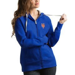 New York Mets Antigua Women's Victory Full-Zip Hoodie - Royal Hoodies