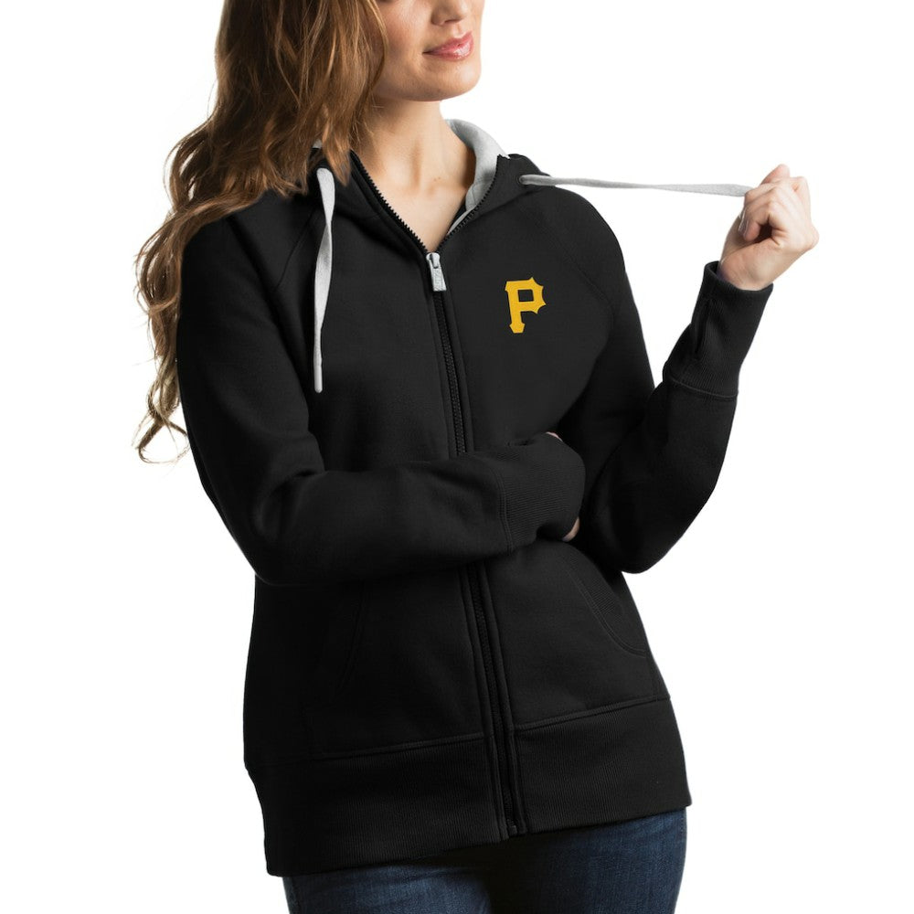 Pittsburgh Pirates Antigua Women's Victory Full-Zip Hoodie - Black Hoodies