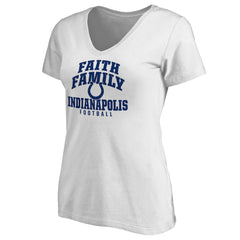 Indianapolis Colts Women's Faith Family V-Neck T-Shirt White