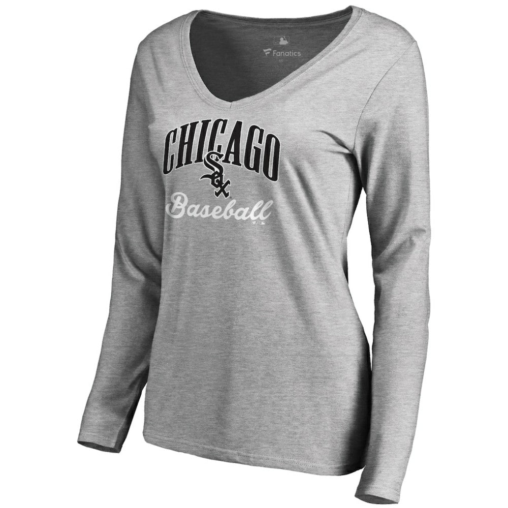 Chicago White Sox Women's Victory Script Long Sleeve T-Shirt - Ash T-shirts