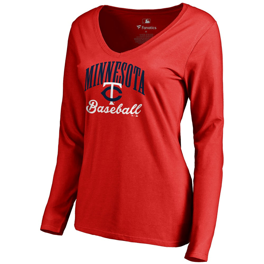 Minnesota Twins Women's Victory Script Long Sleeve T-Shirt - Red T-shirts