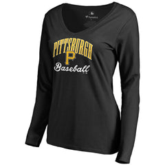 Pittsburgh Pirates Women's Victory Script Long Sleeve T-Shirt - Black T-shirts