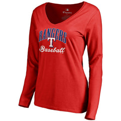 Texas Rangers Women's Victory Script Long Sleeve T-Shirt - Red T-shirts