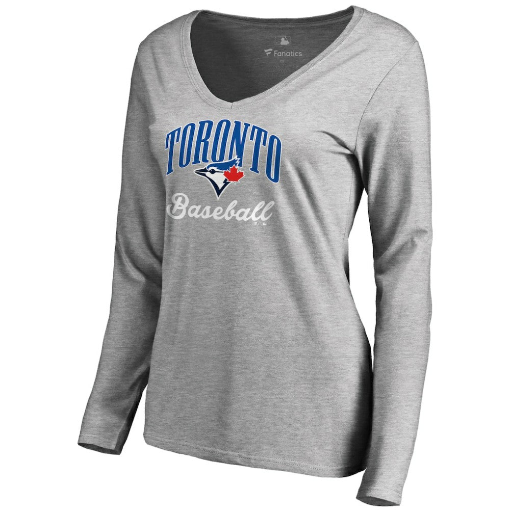 Toronto Blue Jays Women's Victory Script Long Sleeve T-Shirt - Ash T-shirts