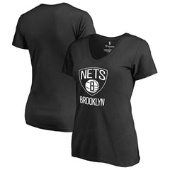 Brooklyn Nets Women's Primary Logo V-Neck T-Shirt Black