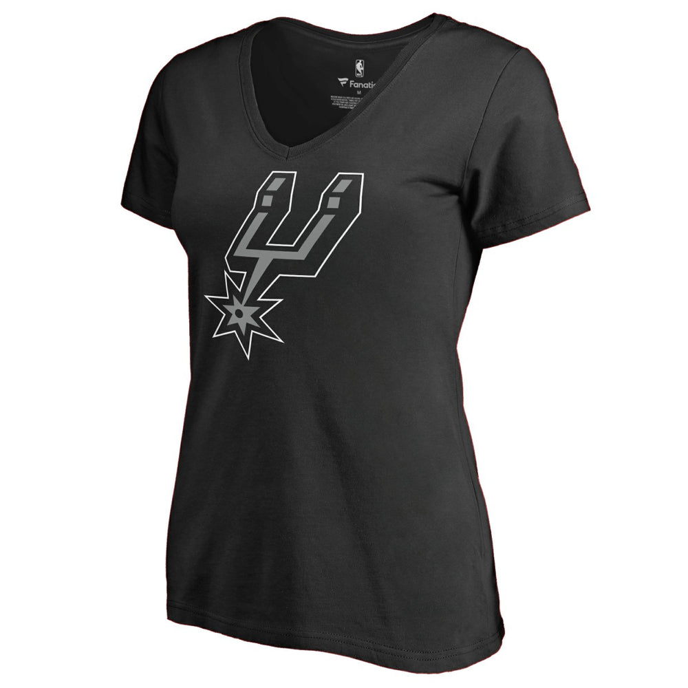 San Antonio Spurs Women's Primary Logo V-Neck T-Shirt Black