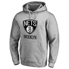 Brooklyn Nets Primary Logo Pullover Hoodie Heather Gray