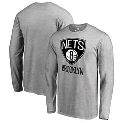 Brooklyn Nets Primary Logo Long Sleeve T-Shirt Heather Gray