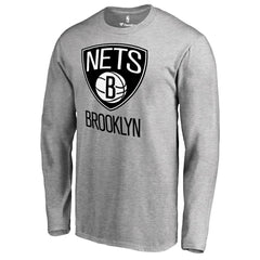 Brooklyn Nets Primary Logo Long Sleeve T-Shirt Heather Gray