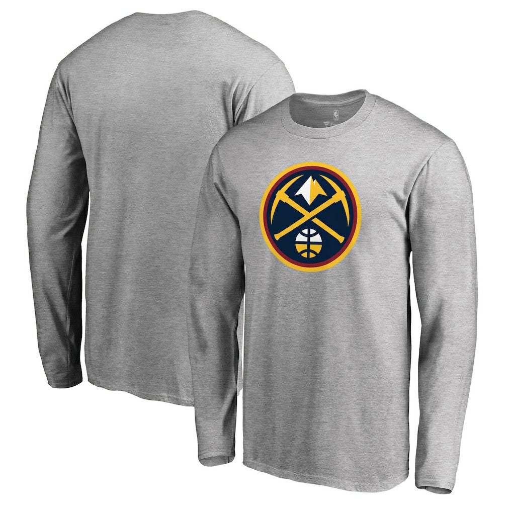 Denver Nuggets Primary Logo Long Sleeve T-Shirt Heather Gray