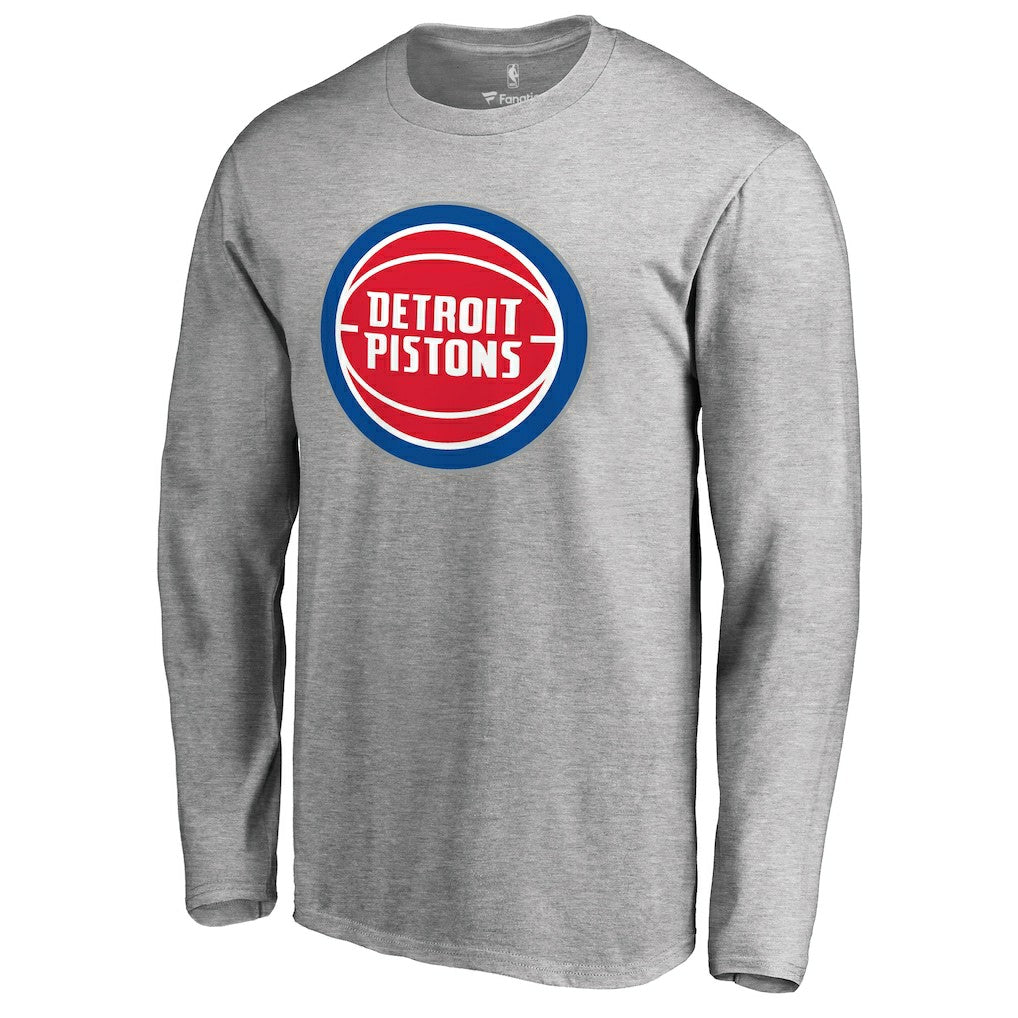 Detroit Pistons Primary Logo Long Sleeve T-Shirt Heather Gray