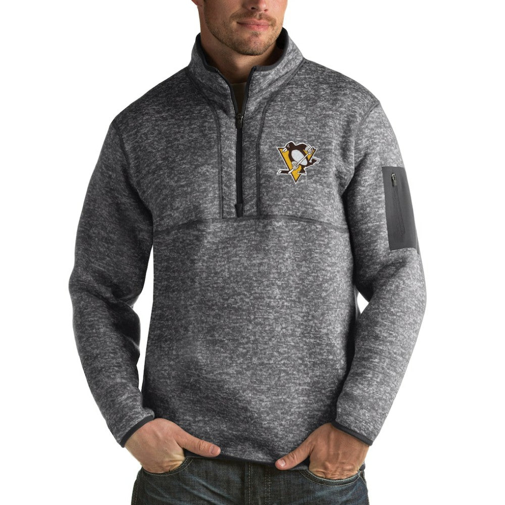 NHL Pittsburgh Penguins Antigua Fortune 1/2-Zip Pullover Jacket - Charcoal