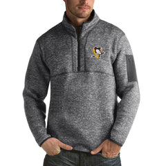 NHL Pittsburgh Penguins Antigua Fortune 1/2-Zip Pullover Jacket - Charcoal