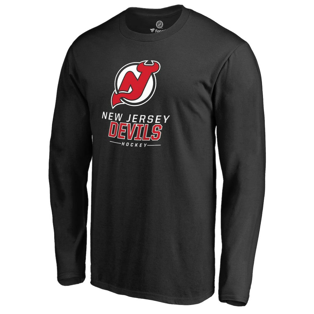 NHL New Jersey Devils Team Lockup Long Sleeve T-Shirt - Black