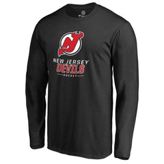 NHL New Jersey Devils Team Lockup Long Sleeve T-Shirt - Black