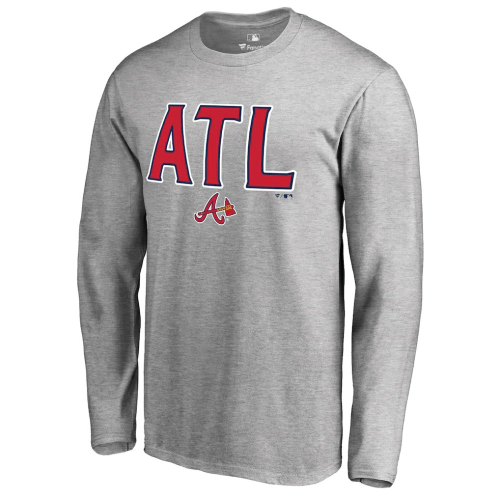 Atlanta Braves ATL Hometown Long Sleeve T-Shirt - Ash T-shirts
