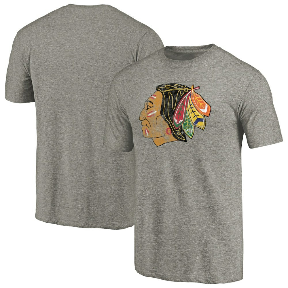 NHL Chicago Blackhawks Throwback Logo 1960-1961 Tri-Blend T-Shirt - Ash