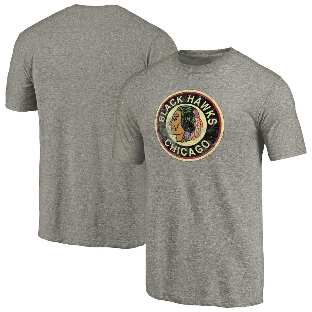 NHL Chicago Blackhawks Throwback Logo 1937-1938 Tri-Blend T-Shirt - Ash