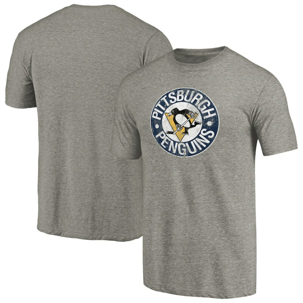 NHL Pittsburgh Penguins Throwback Logo 1968-1969 Tri-Blend T-Shirt - Ash